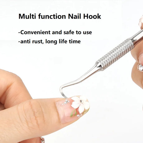Quality Steel Hook Type Cuticle Pusher Nail Polish Remover Nail Gel Scraper Pedicure Pusher Manicure Podiatry Nail Art Tool