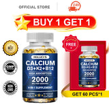 HOLUCKS Calcium D3+K2+B12 Capsules, with Calcium & Vitamin D3, Support Bone, Muscle & Heart Health