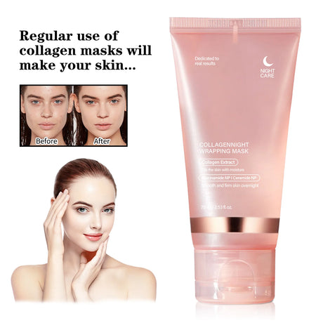 Overnight Collagen Firming Mask 75ml - Deep Moisturizing Pulling Formula for Smooth, Radiant Skin by Morning Wake-Up Glow.