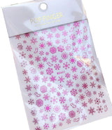 Sliver Bronzing 3D Christmas Nail Art Decoration Sticker Sparkly White Colorful Glitter Geometry Snowflake Winter Slider Foil