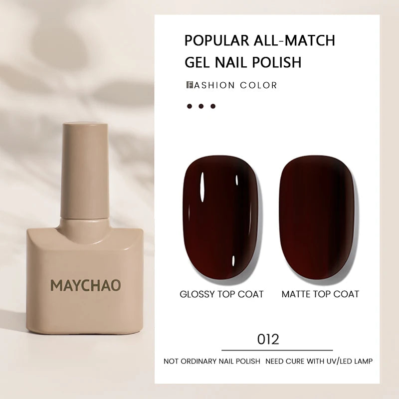 MAYCHAO Gel Nail Polish 12ML Full Coverage Base Top Coat Soak Off Gel Polish UV LED Gel Semi Permanent Varnishes Design Nail Art