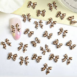 50pcs Leopard Print Bow Nail Art Decorations 10mm 3D Resin Leopard Ribbon Nail Charms Leopard Designs Acrylic Nail Art Supplies