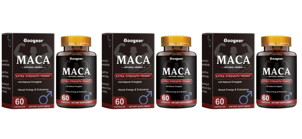 Googeer Maca Capsules with Maca Panax Ginseng and Ashwagandha Supports Energy and Endurance 60 Capsules