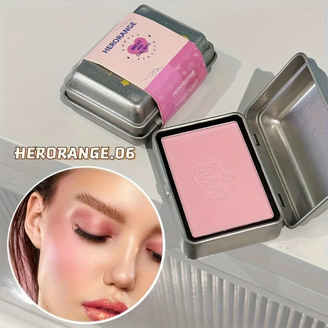 Herorange 6 Colors Iron Box Blush Palette Matte and Fine Shimmer Low Saturation Waterproof Long Lasting Easy to Apply