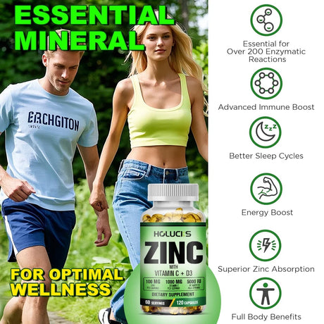 Buy 1 Get 1 Free! Pure Zinc Supplement, for Immune System Booster, Wound Healing & Antioxidant Defense for Year-Round Wellness