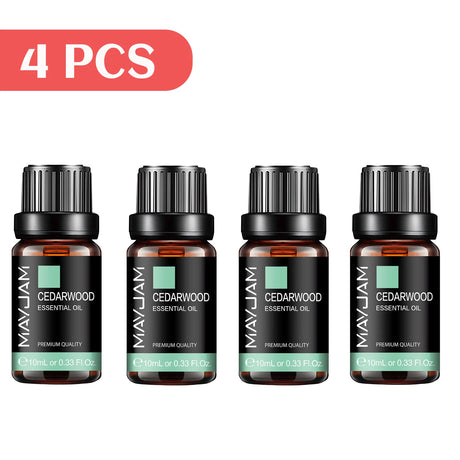 MAYJAM 4 Bottles Essential Oils Jasmine Lavender Eucalyptus Vanilla Sandalwood Frankincense Sweet Orange Patchouli Juniper Oil