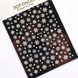 Sliver Bronzing 3D Christmas Nail Art Decoration Sticker Sparkly White Colorful Glitter Geometry Snowflake Winter Slider Foil