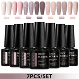 7pcs Gel Nail Polish Set HEMA Free Pink Red Glitter Semi Permanent Soak Off UV Gel Varnish Nail Art Decoration Nail Supplies DIY