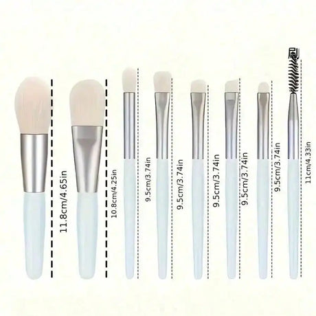8Pcs Mini Multipurpose Makeup Brush Set Portable Cosmetic Tool For Blush Highlighter Eyeshadow Powder Concealer Daily Beauty Accessory For Women