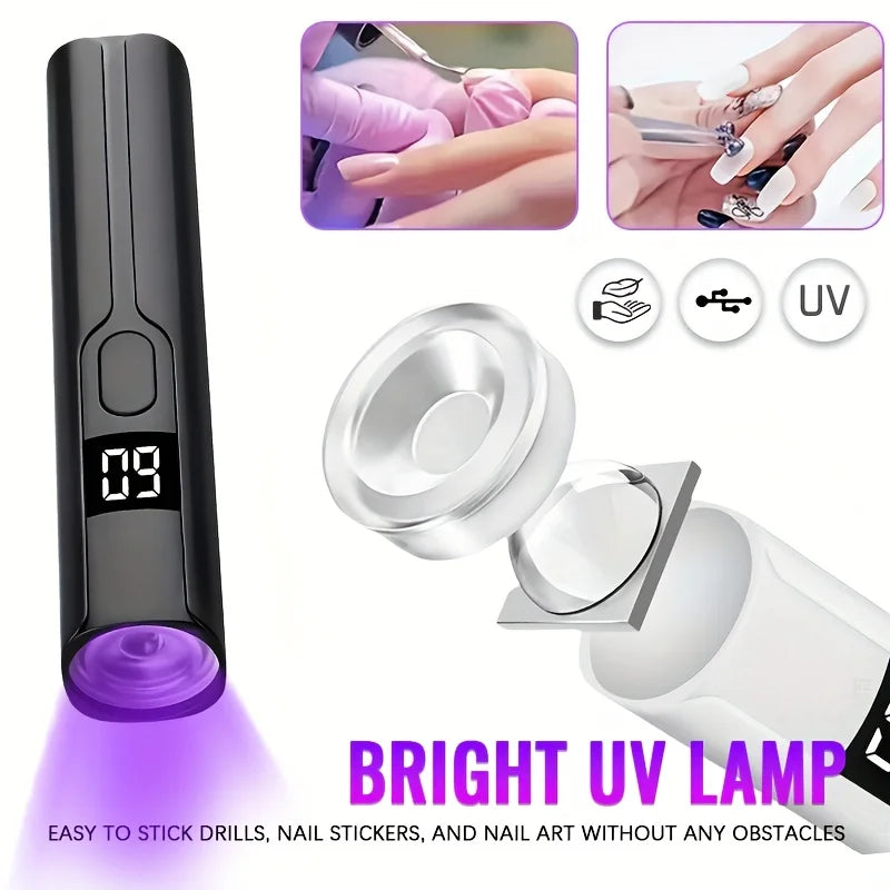 Professional Nail UV LED Flashlight with Display Rechargeable Portable Desk Nail Dryer Stand UV Lamp for Nails Art Removable