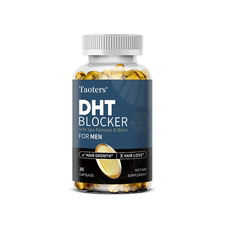 DHT Blocker Hair Growth Supplement with Saw Palmetto, Support Thicker Hair Reduce Thinning & Breakage, Boost Scalp Health
