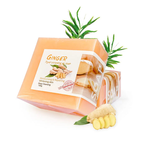 Turmeric Soap with Plant Essential Oils, Handmade Cleansing Bar for Face & Body, Ginger-Infused Traditional Formula