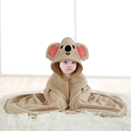 Toddler Bathrobe Infant Bath Towel Boy Girl Blankets Swaddle With Hood Cartoon Coral Fleece Towel Blanket Newborn Kids Bedding