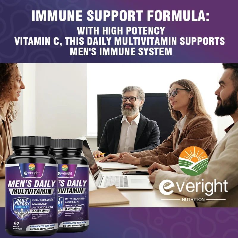 Men's Multivitamin – Immune Boost with Vitamins A, B12, C, D | Daily Energy & Non-GMO