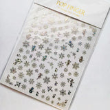 Sliver Bronzing 3D Christmas Nail Art Decoration Sticker Sparkly White Colorful Glitter Geometry Snowflake Winter Slider Foil
