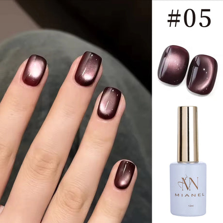 12ml 1-21pcs Brown Gold Cat Eye Gel Nail Polish Hot Selling Winter Whitening Magnet Gel Polish Gold Nails Nail Supplies Nail Art