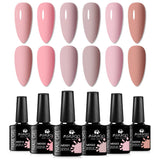 6pc All-Season Colors Gel Nail Polish Set UV LED Soak Off Nail Art Supplies Semi Permanent DIY Manicure Salon Nails Design