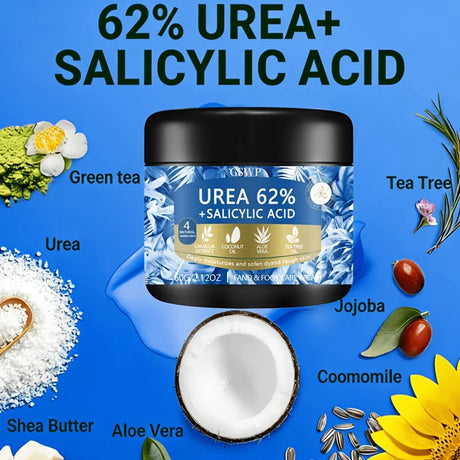 GSWP Urea Salicylic Acid Hand & Foot Moisturizing Cream, Containing Aloe Vera & Tea Tree Oil, Nourishes Dry Skin. 60g/120g