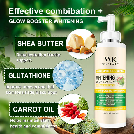WK JALY Glow Booster Whitening Body Lotion, With Glutathione, Remove Dark Spots, Melanin, Even Skin Tone Cream for All Skin Type