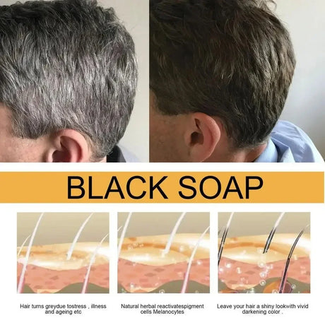 Polygonum Multiflorum Black Hair Soap Darkening Shampoo Bar Repair Gray White Color Dye Face Hair Body Shampoo For Man Women