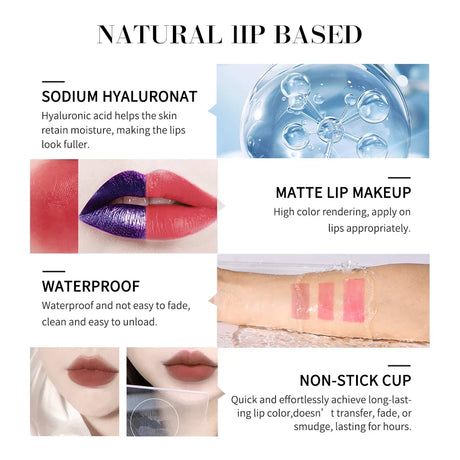 Metallic Tear-Off Lip Stain Matte Tattoo Dyed Lip Tint Peel-Off Liquid Lipstick Waterproof Lasting No Fading Lip Gloss Cosmetics
