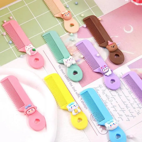 Cartoon Comb Portable Mini Cartoon Baby Rounded Comb Teeth Round Head Smooth Handle Color Toddler's Head Comb for Children
