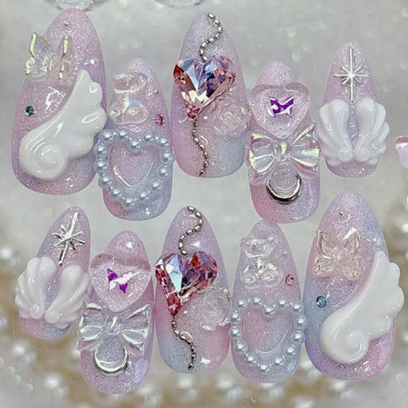 Cute Wings Nail Art Silicone Mold 3D Angel Wings Design Molds Reusable Clear Manicure Template DIY Charms Gel Wings Wedding