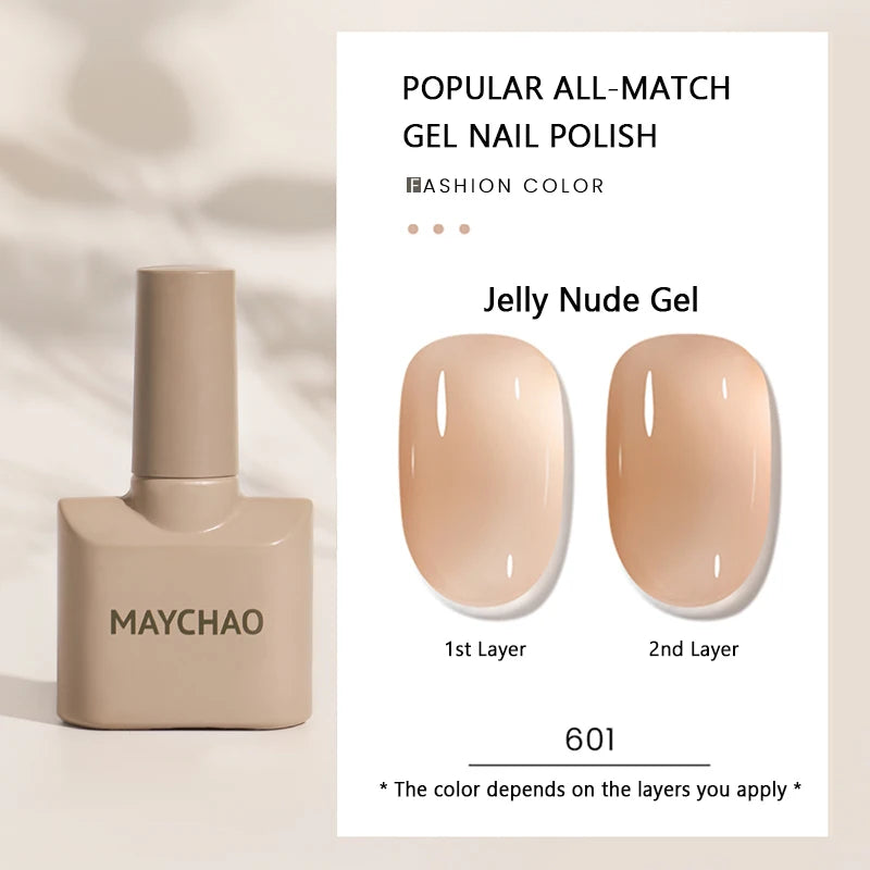 MAYCHAO Gel Nail Polish 12ML Full Coverage Base Top Coat Soak Off Gel Polish UV LED Gel Semi Permanent Varnishes Design Nail Art
