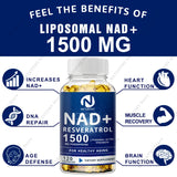 1500MG NAD+ Supplement - With Trans-Resveratrol, Natural Energy, Anti-aging & Cellular Health, Strengthens The Immune System