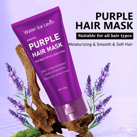 Purple Hair Mask - For blonde, platinum, bleached, silver, gray, ash, and brass-toned hair - Removes yellow tones and conditions dry, damaged hair - Cruelty-free and vegan