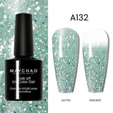 MAYCHAO Glitter Gel Nail Polish 7.3ml Semi-permanent Sequins Shiny Gel Base Top Coat Soak Off UV LED Varnish Nail Art Decoration