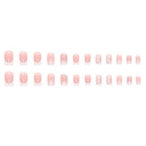 24 PCs Short French Simple Flower Pile Drill Nails with 1 Jelly Glue and 1 Nail File