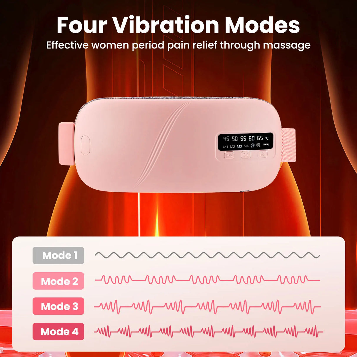 Electric Vibration Abdominal Massager 5 Levels Heating Pad For Menstrual Period Cramps Relief Waist Belly Warm Palace Belt