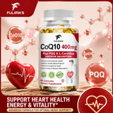 CoQ10 Ubiquinone 400mg Supplement, with L-Carnitine & PQQ, Supports Heart Health, Energy Metabolism, Antioxidant & Vitality