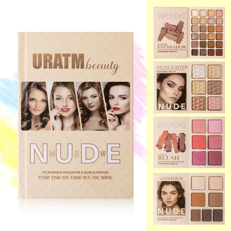 43-color All-in-One Makeup Palette Set, 4-Layer Book Design for Matte Shimmer Eyeshadow Blush Contour Highlighter Cosmetics