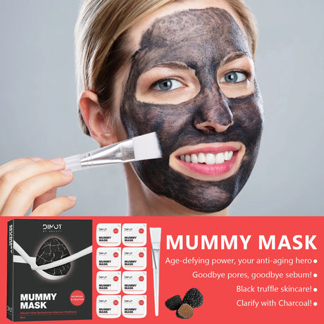 Black Truffle Mummy Face Mask Anti-Aging Charcoal Powder Deep Cleansing Removes Blackheads Soothes Care for All Skin Types