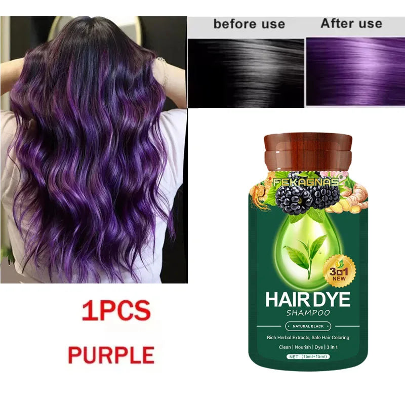 Pure Natural Herbal Hair Dye Shampoo Change Hair Color Cover Gray Hair White Hair Treatment Bubble Plant Hair Dye Hair Care
