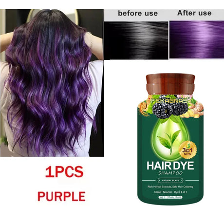 Pure Natural Herbal Hair Dye Shampoo Change Hair Color Cover Gray Hair White Hair Treatment Bubble Plant Hair Dye Hair Care