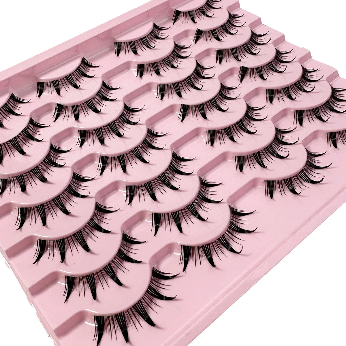 New 14/10/7/5Pairs Manga Lashes Natural Eyelashes Soft Cross Wispy Clear Band False Eyelashes Doll Eyes Lashes Cosplay Extension