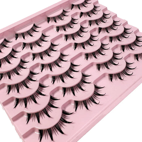 New 14/10/7/5Pairs Manga Lashes Natural Eyelashes Soft Cross Wispy Clear Band False Eyelashes Doll Eyes Lashes Cosplay Extension