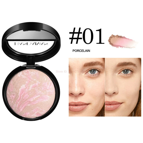 Luminous Finish Setting Powder Lasting Oil-control Shimmer Marble Baked Powder Brightening Face Powder Compact Foundation Makeup