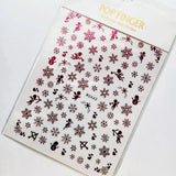 Sliver Bronzing 3D Christmas Nail Art Decoration Sticker Sparkly White Colorful Glitter Geometry Snowflake Winter Slider Foil