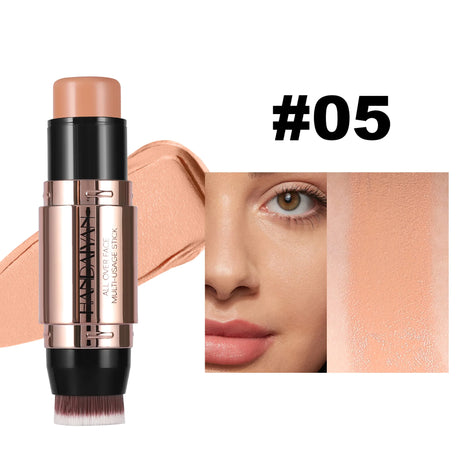 Double Head Highlighter Stick Contour Stick Waterproof Natural Silky Smooth Face Contouring for Nose Shadow With Makeup Brushes