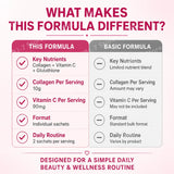 Collagen Peptides Glutathione Vitamin C Powder 30 Sachets, Marine Collagen Drink Mix Antioxidant Wellness Support
