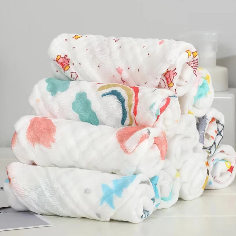 5 PCS Lot Muslin 6 Layers Cotton Soft Baby Towels Baby Face Towel Handkerchief Bathing Feeding Face Washcloth Wipe Burp Cloth
