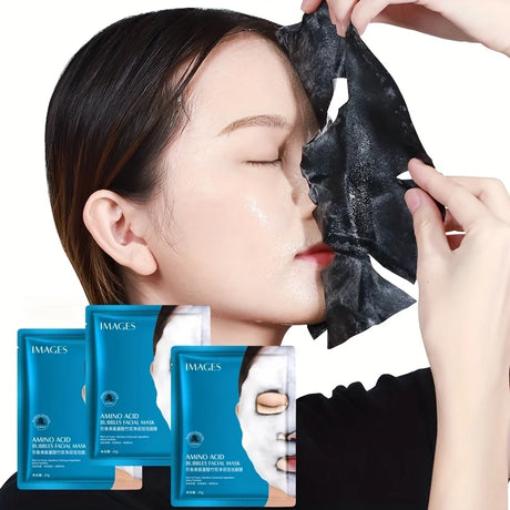 1 Box Contains 4 Pieces, Bamboo Charcoal Bubble Cleansing Mask - Hypoallergenic, Plant-Based Fiber, Deep Moisturizing and Purifying Mask, Suitable for All Light Beige Skin Types, Unisex, Multi-Functional Skincare Product