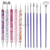 New 2025 Multiple nail art nail brush Design Tip Drawing Carving Dotting Nail Pen Builder Flat Liner Acrylic Gel Polish Manicure