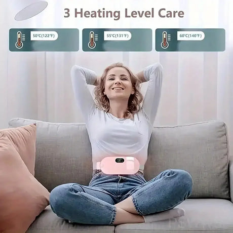 Portable Wireless Heating Pad, Menstrual Heating Pad, Back Heating Pad, With 3-Speed Temperature Adjustment And 4-Speed Massage Modes, Portable Electric Heater Quickly Provides Heating Effect For Women And Girls' Abdomen, Sui
