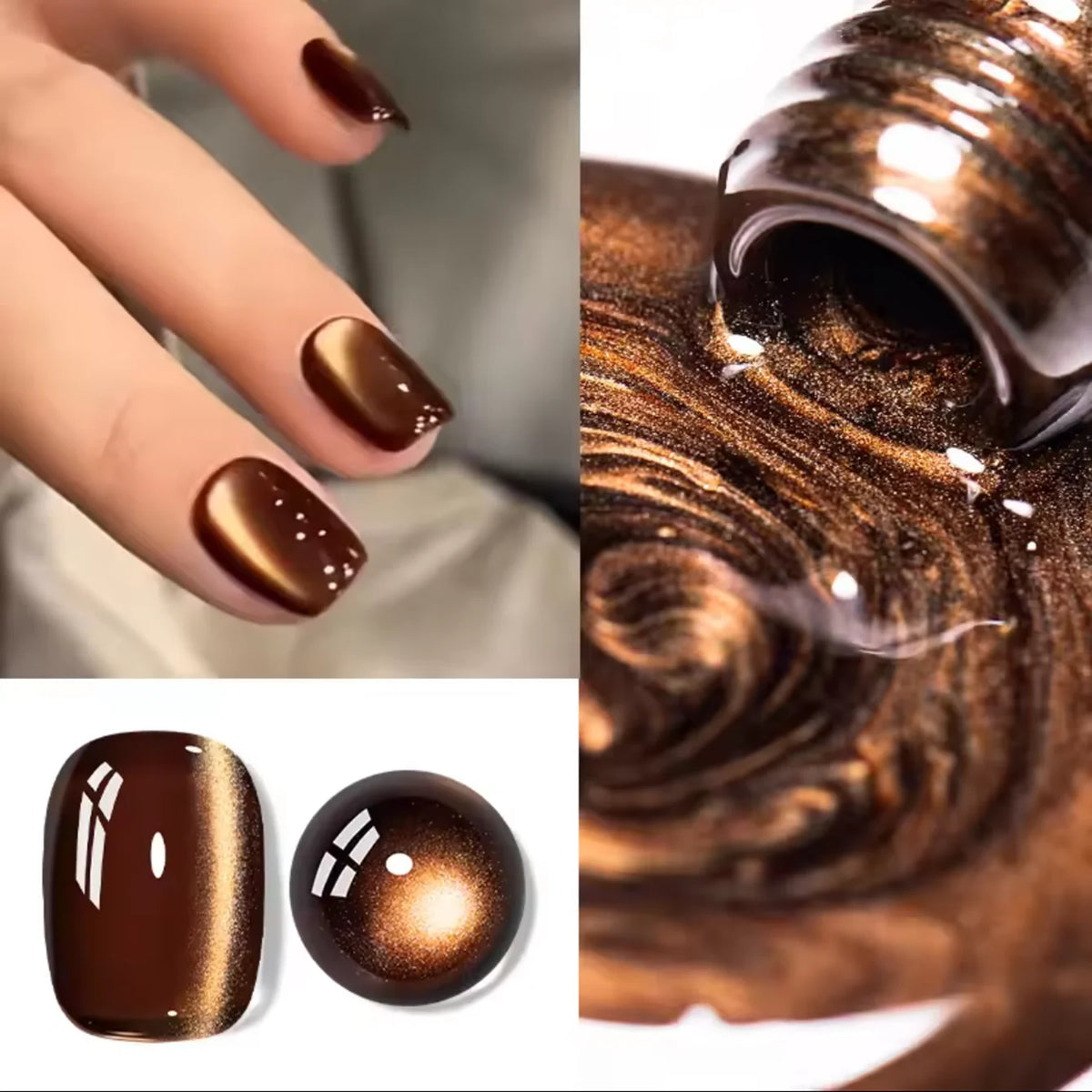 12ml 1-21pcs Brown Gold Cat Eye Gel Nail Polish Hot Selling Winter Whitening Magnet Gel Polish Gold Nails Nail Supplies Nail Art