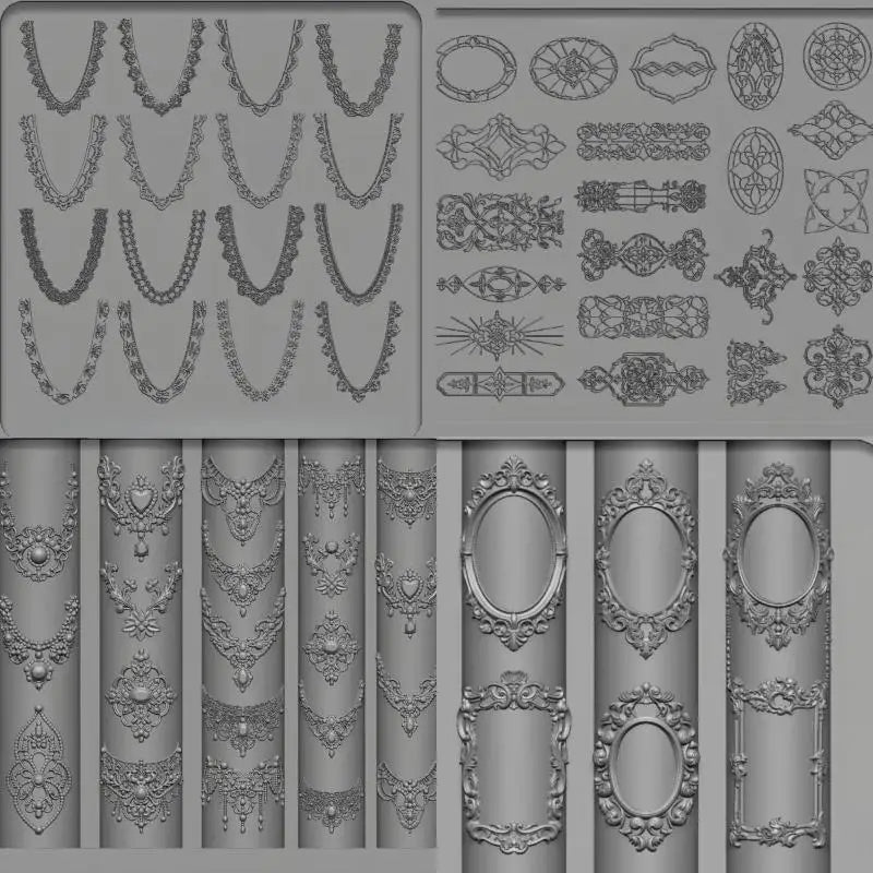 3D Silicone Nail Art Mold for DIY Manicure European Style Retro Lace Design Transparent Decorative Template